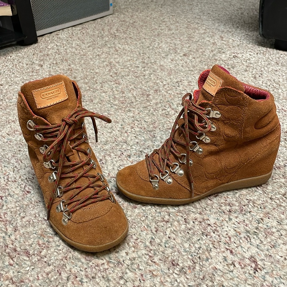 Coach hidden wedge boots